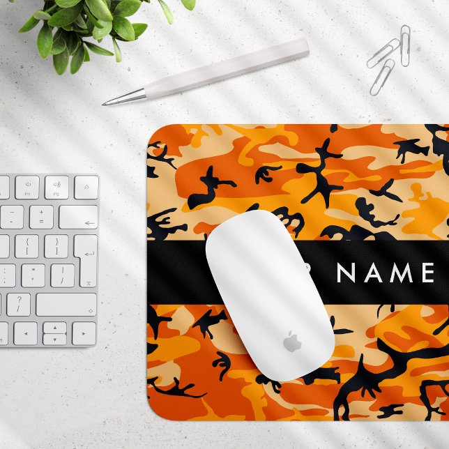 Orange Camouflage Your name Personalise Mouse Pad (Creator Uploaded)