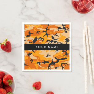 Orange Camouflage Your name Personalise Napkin
