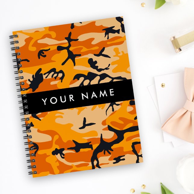 Orange Camouflage Your name Personalise Notebook (Creator Uploaded)