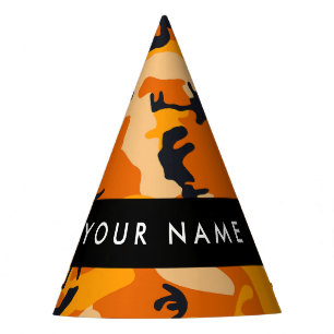 Orange Camouflage Your name Personalise Party Hat