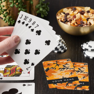 Orange Camouflage Your name Personalise Playing Cards