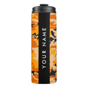 Orange Camouflage Your name Personalise Thermal Tumbler