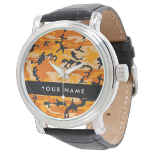 Orange Camouflage Your name Personalise Watch