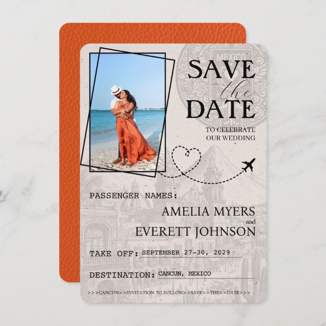 Orange Cancun Passport Save The Date (Front/Back)