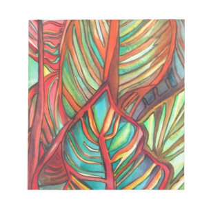 Orange Canna leaves watercolor original art Notepad