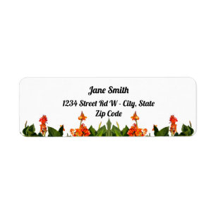 Orange Canna Lilies And Leaves Return Address Label