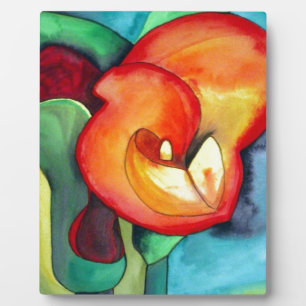 Orange Canna lily flower original watercolor art Plaque