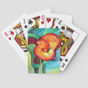 Orange Canna lily flower original watercolor art Playing Cards
