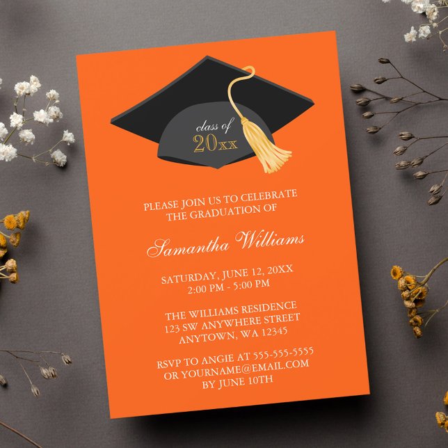 Orange Cap and Tassel Graduation Announcement (Creator Uploaded)