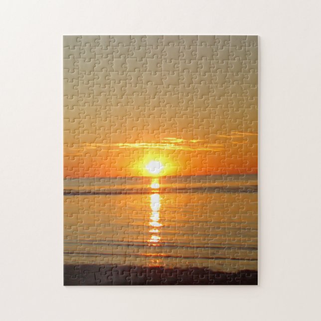 Orange Cape Cod Sunset over the Beach Jigsaw Puzzle (Vertical)