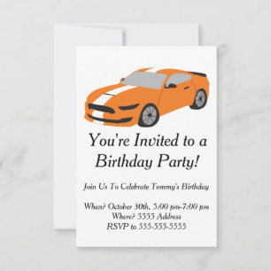 Orange car boys/men birthday card