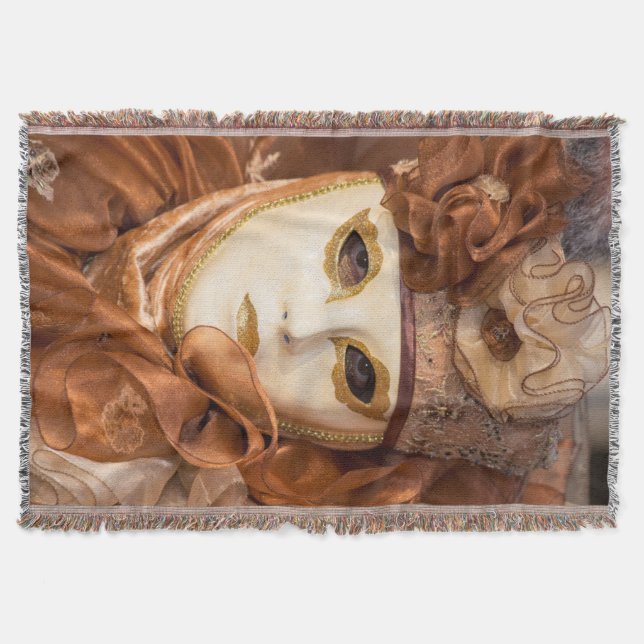 Orange Carnival costume, Venice Throw Blanket (Front)