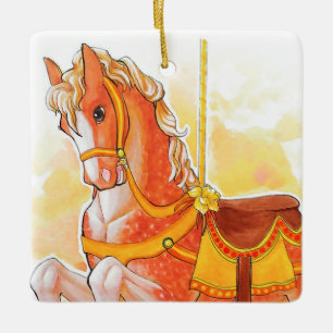 Orange Carousel Horse Ornament