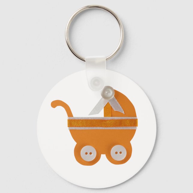 Orange carriage baby shower key ring (Front)