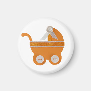Orange carriage baby shower magnet