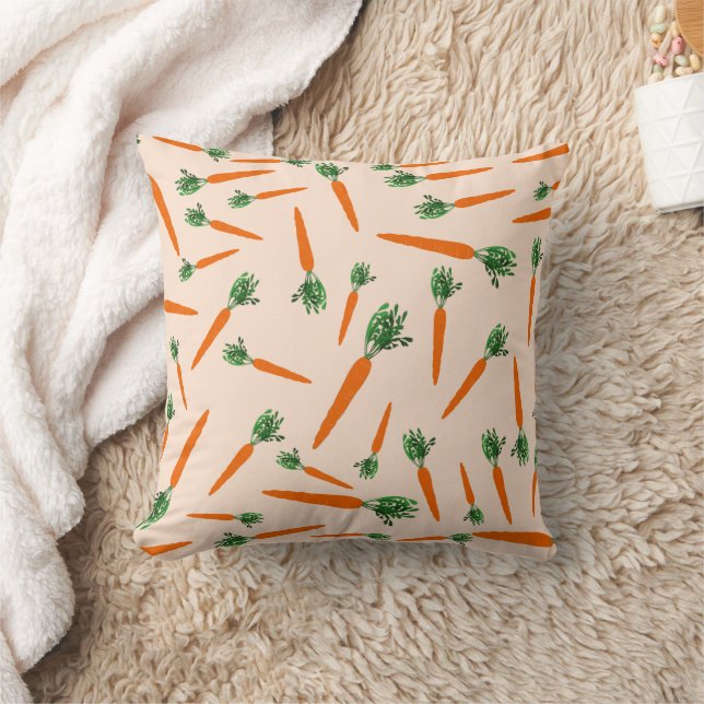 Orange Carrot Pattern Cushion (Blanket)