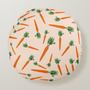 Orange Carrot Pattern Round Cushion