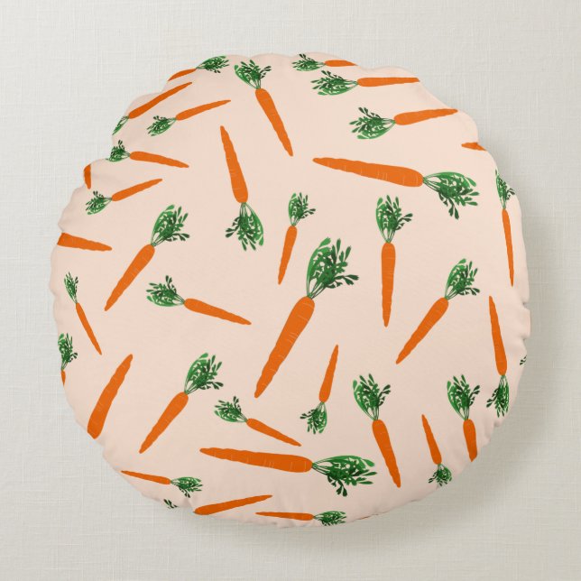 Orange Carrot Pattern Round Cushion (Front)