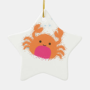 Orange Cartoon Crab Ceramic Tree Decoration