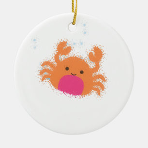 Orange Cartoon Crab Ceramic Tree Decoration