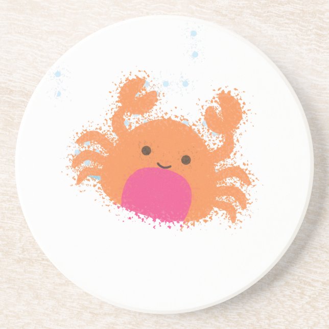 Orange Cartoon Crab Coaster (Front)