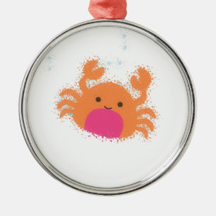 Orange Cartoon Crab Metal Tree Decoration