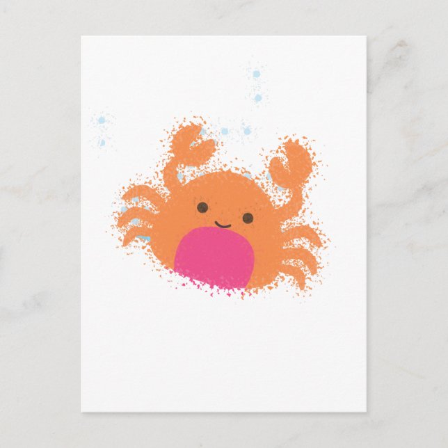 Orange Cartoon Crab Postcard (Front)