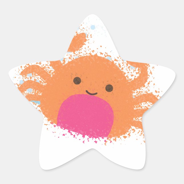 Orange Cartoon Crab Star Sticker (Front)