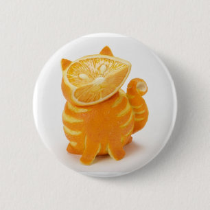 orange cat 6 cm round badge