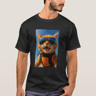 Orange Cat Animal Lover Sky Diving Diver Zoo Mum D T-Shirt