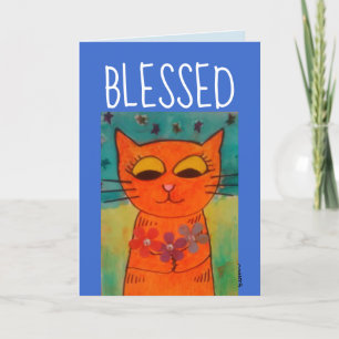 ORANGE CAT ART BLESSED GREETING CARDS