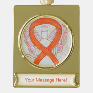 Orange Cat Awareness Ribbon Angel Ornament