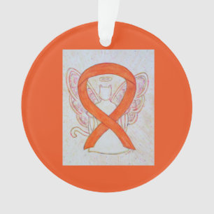 Orange Cat Awareness Ribbon Angel Ornaments
