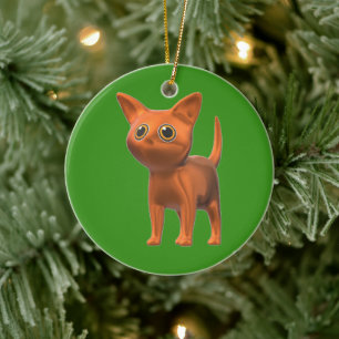 Orange Cat Ceramic Ornament