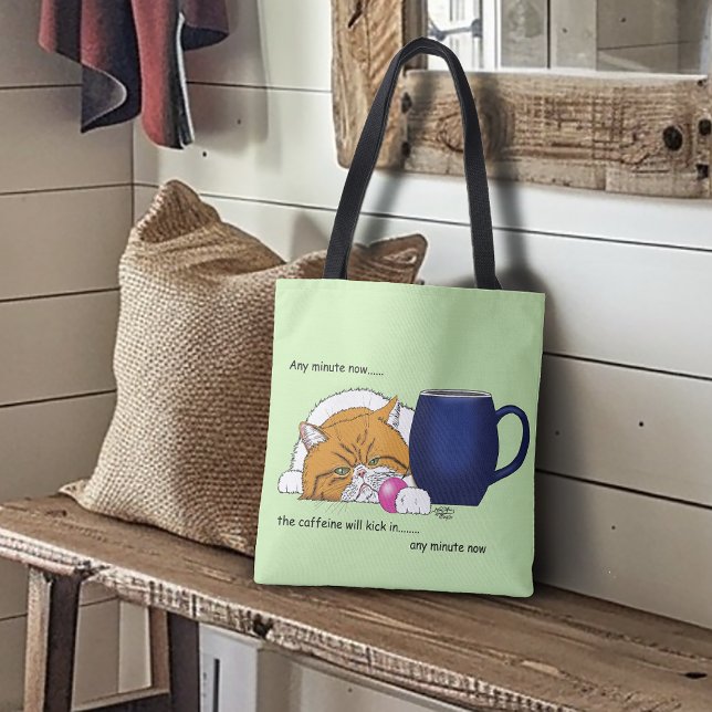 Orange Cat Coffee Mug Blue Tote Bag (Creator Uploaded)