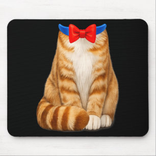 Orange Cat Costume Tabby Bow Tie Cute Funny Pet Mouse Pad