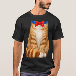 Orange Cat Costume Tabby Bow Tie Cute Funny Pet T-Shirt