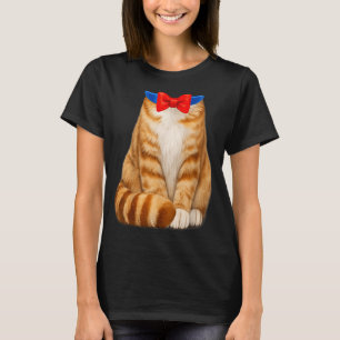 Orange Cat Costume Tabby Bow Tie Cute Funny Pet T-Shirt