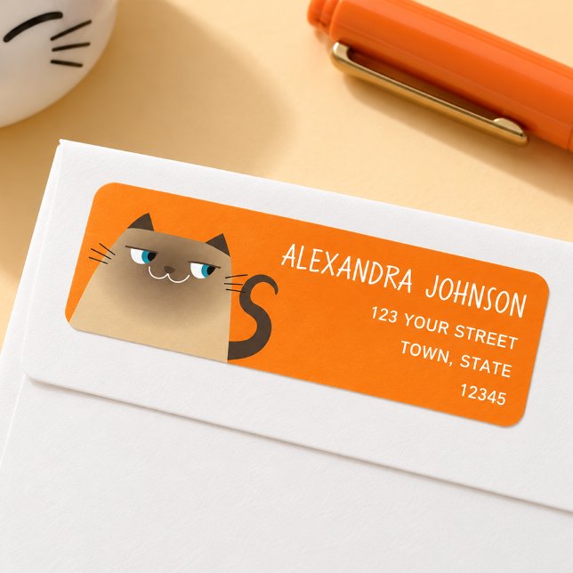 Orange Cat Cute Return Address Label (Creator Uploaded)