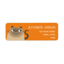 Orange Cat Cute Return Address Label
