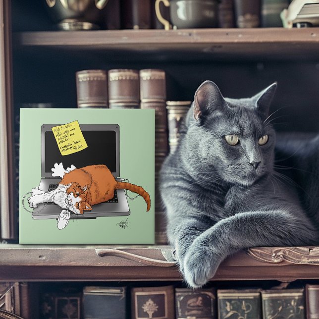 Orange Cat Funny Laptop Ceramic Tile (Creator Uploaded)