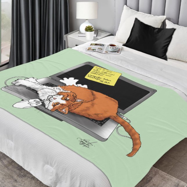 Orange Cat funny Laptop Fleece Blanket (Creator Uploaded)
