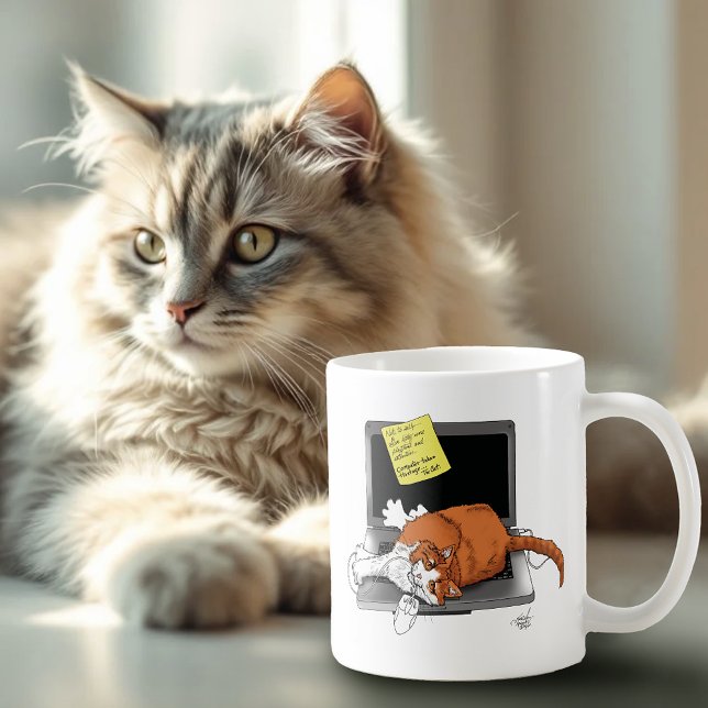 Orange Cat Funny Laptop Green Work Home Coffee Mug (Creator Uploaded)