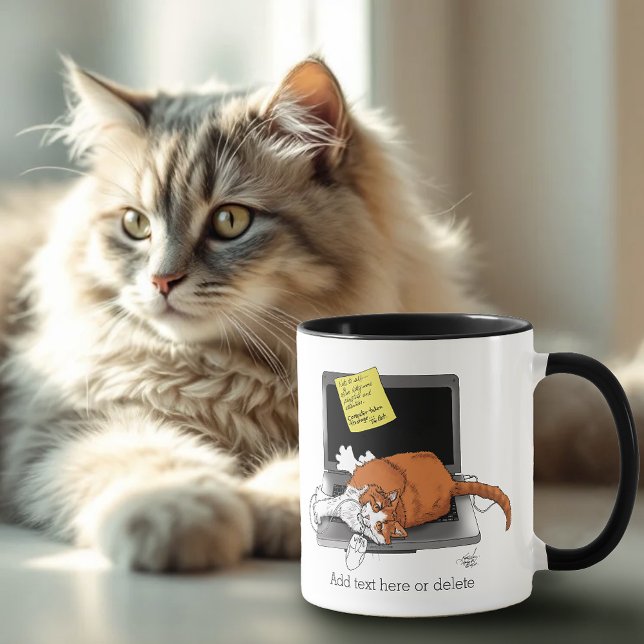 Orange Cat Funny Laptop Green Work Home Mug (Creator Uploaded)