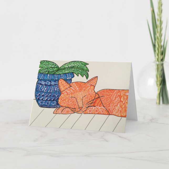 Orange Cat Greeting Card (Front)