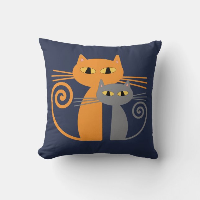 Orange Cat, Grey Cat Cushion (Front)
