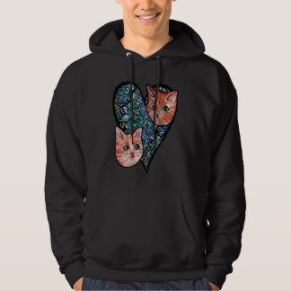 Orange cat heart Valentine's Day Cats Hoodie