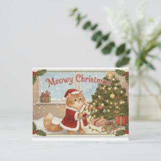 Orange Cat Holiday Postcard