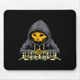 Orange Cat Hoodie Playing Chess Game Cool Women Me Mouse Pad