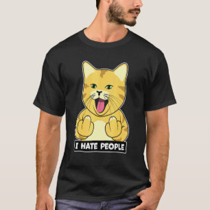 Orange Cat I Hate People Tshirt Funny Kitty Cat Lo